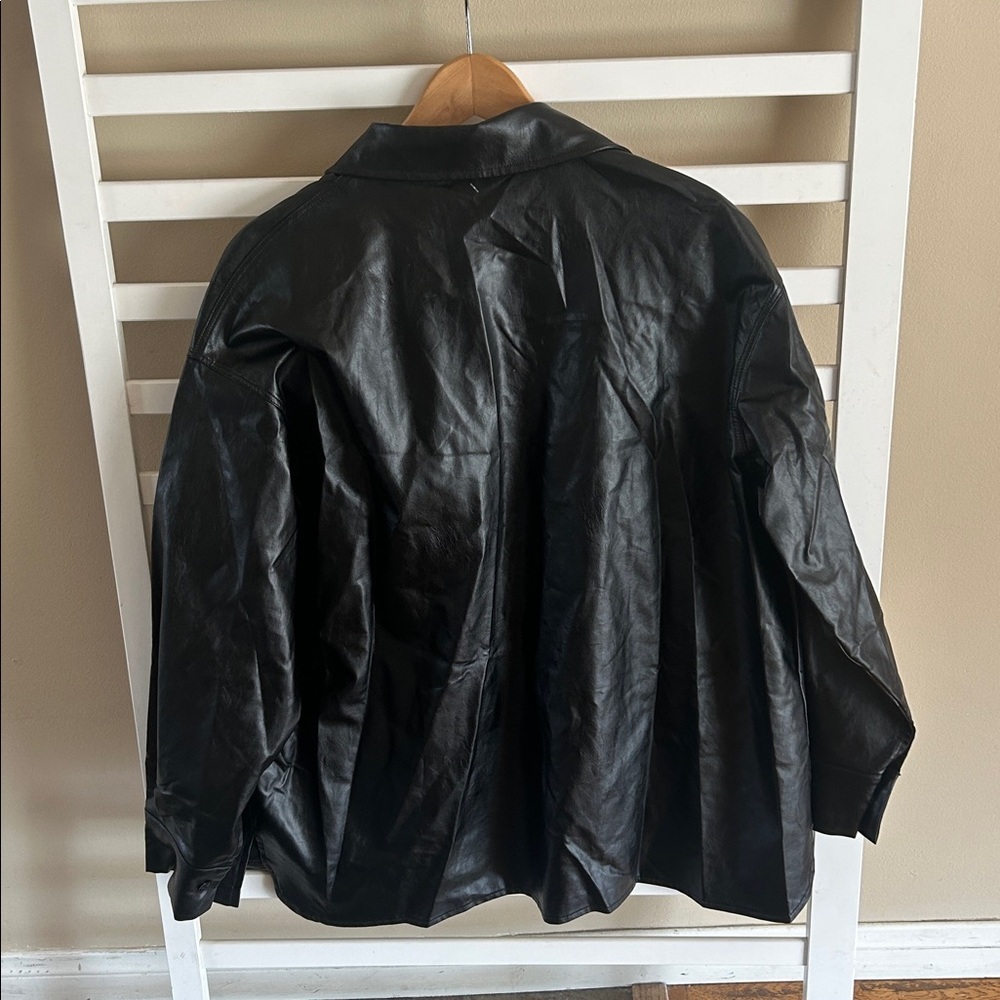 NWT Cider Black Oversized Faux Leather Blazer Jacket Size XL - Picture 7 of 12